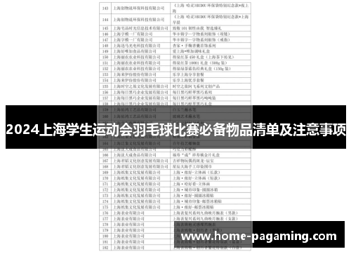 2024上海学生运动会羽毛球比赛必备物品清单及注意事项